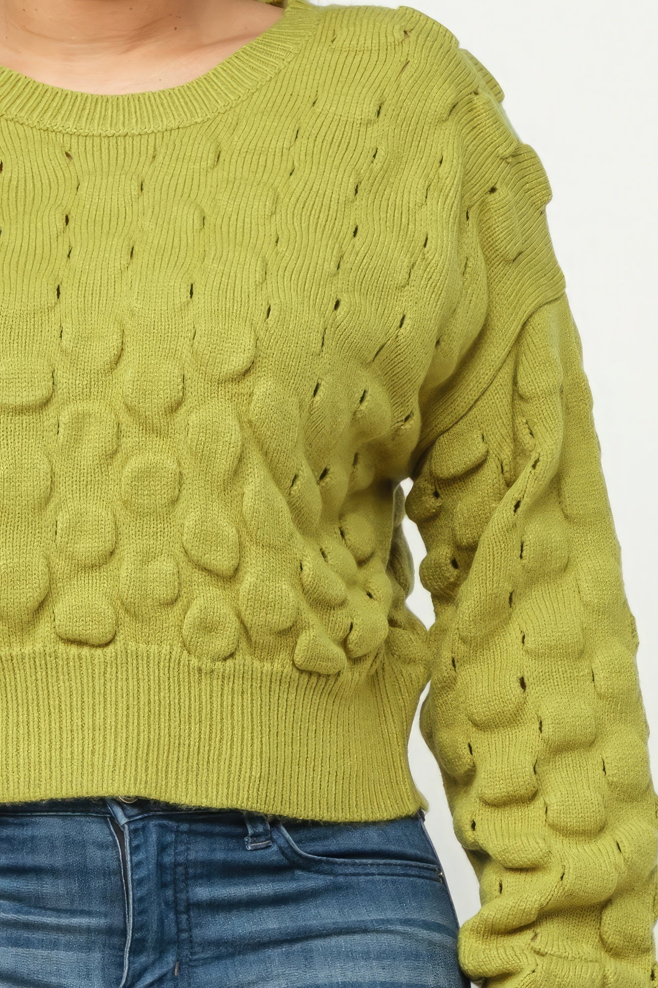 Avocado Grid Sweater Top