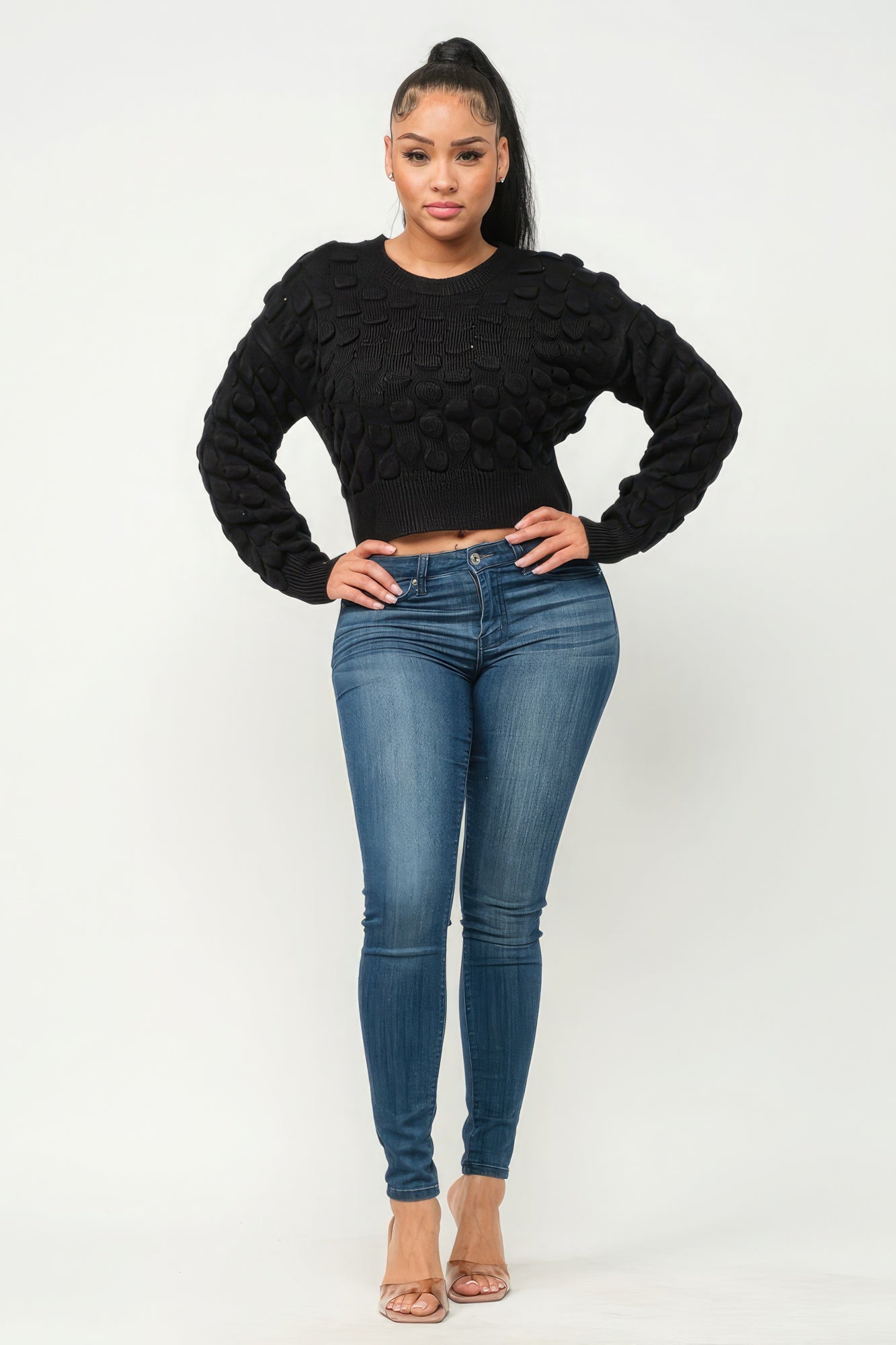 Avocado Grid Sweater Top