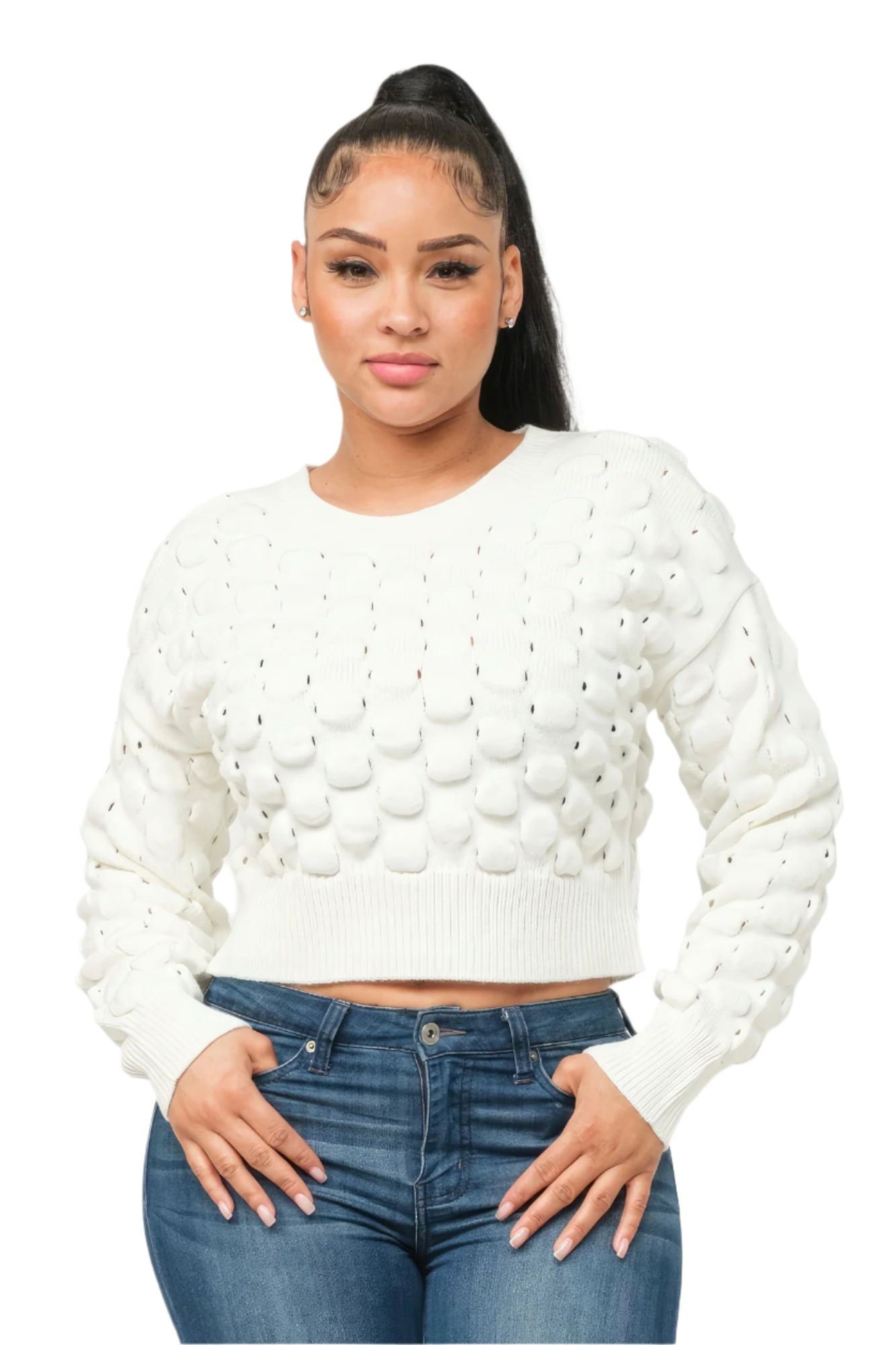 Avocado Grid Sweater Top