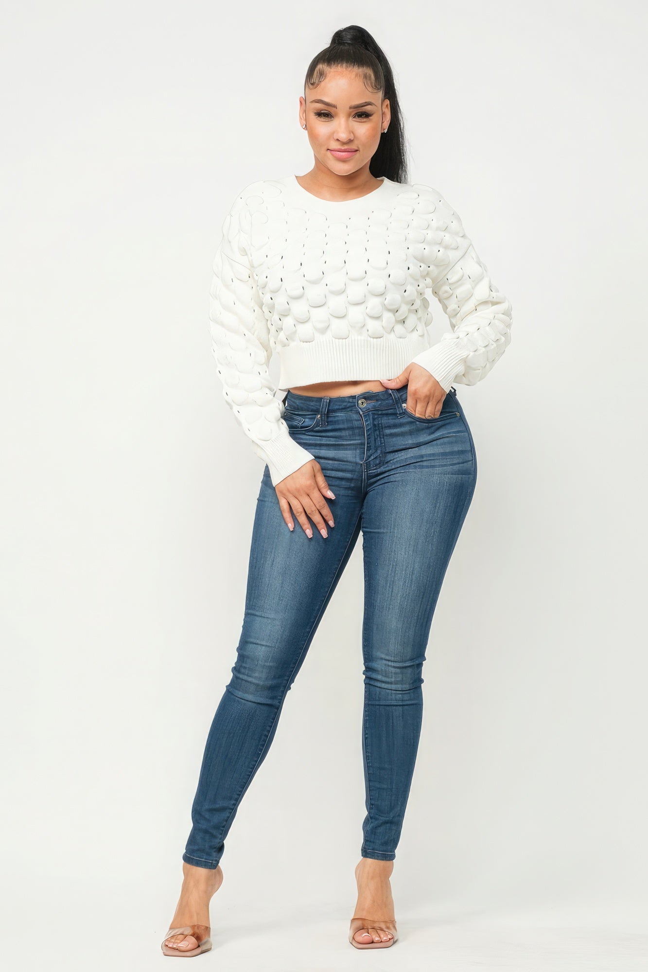 Avocado Grid Sweater Top