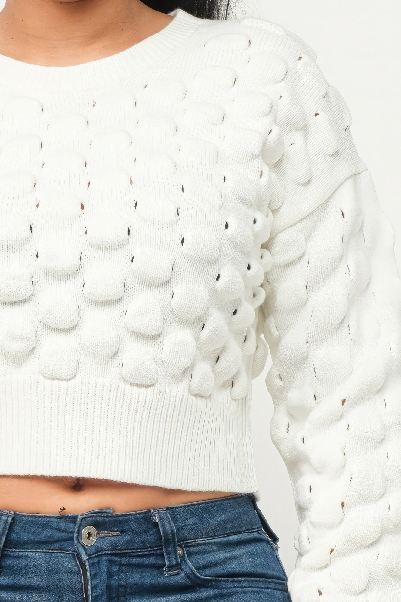 Avocado Grid Sweater Top