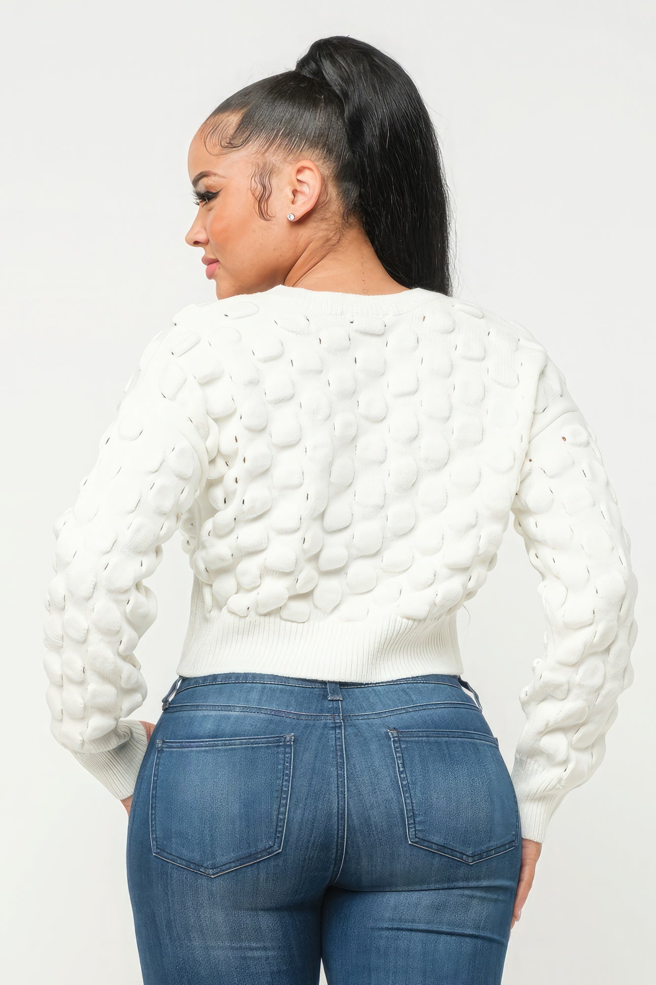 Avocado Grid Sweater Top