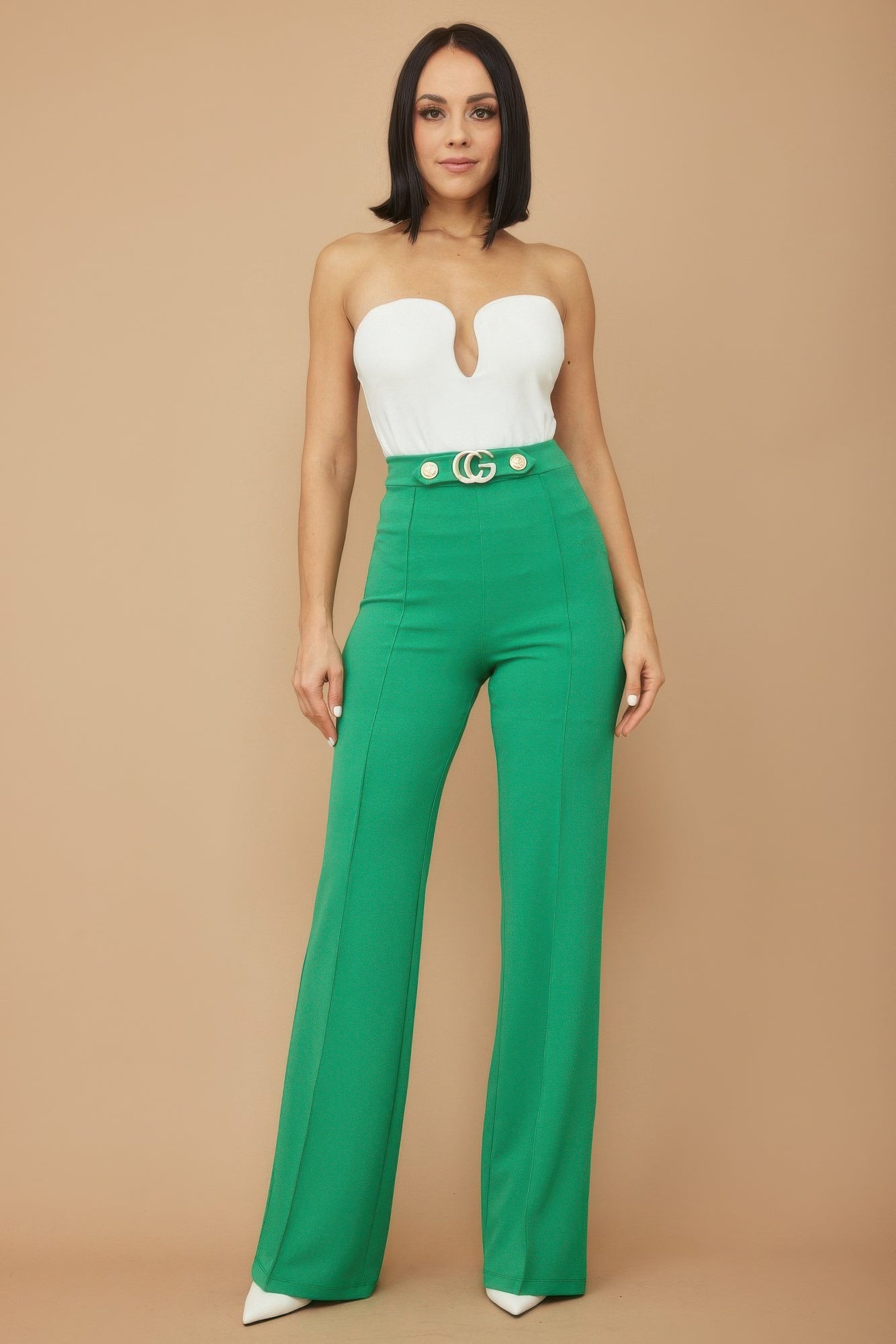 CG Buckle Pants with Button Detail