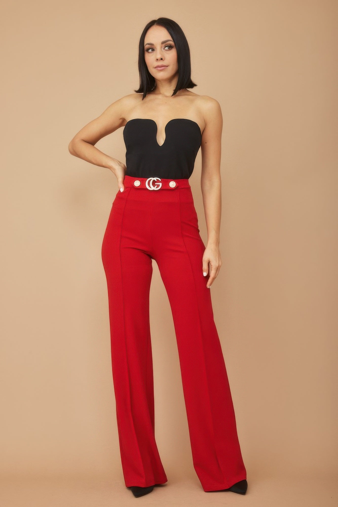 CG Buckle Pants with Button Detail