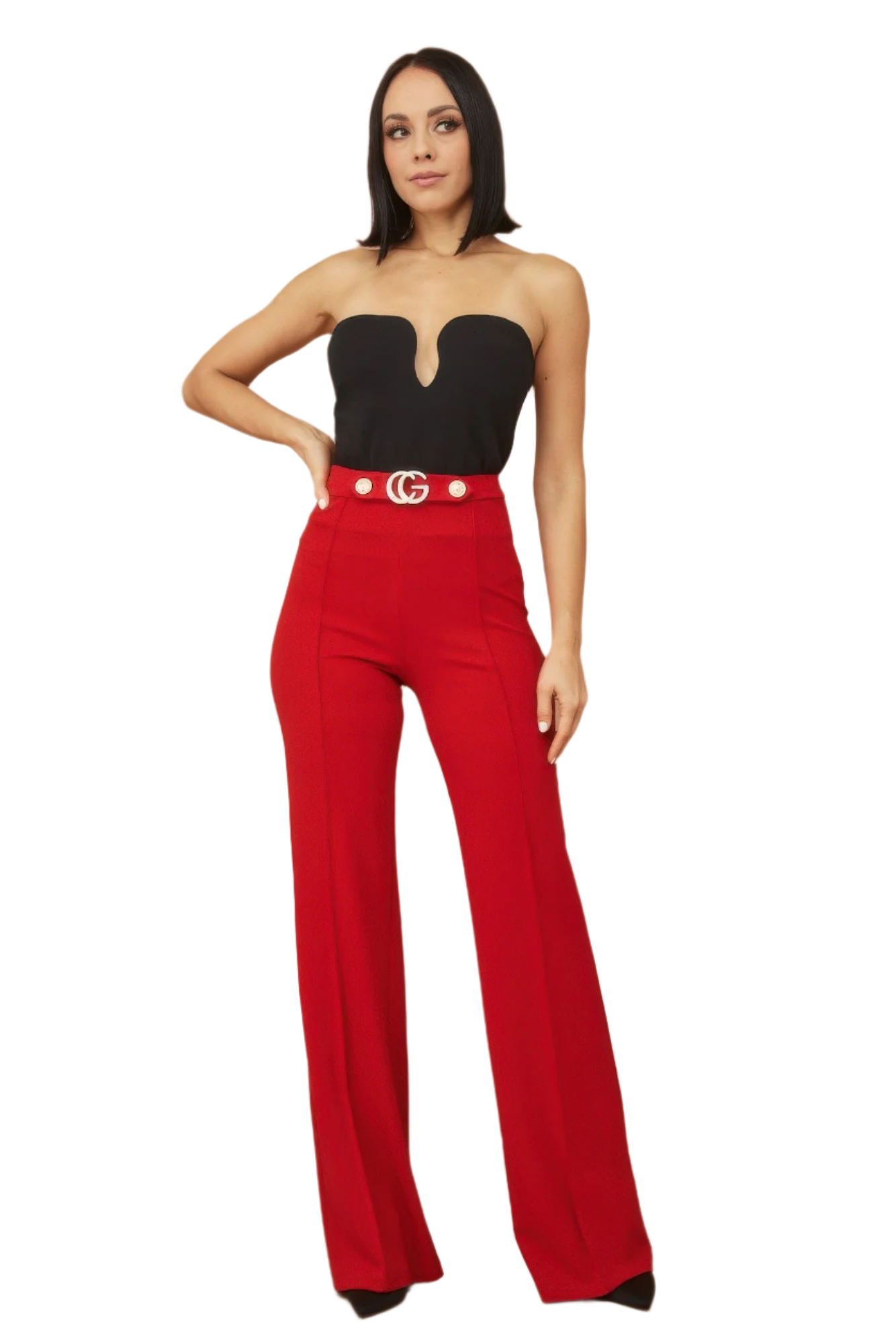 CG Buckle Pants with Button Detail
