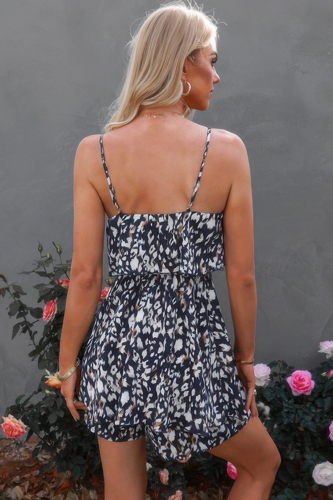 Sleeveless Belted Leopard Print Romper