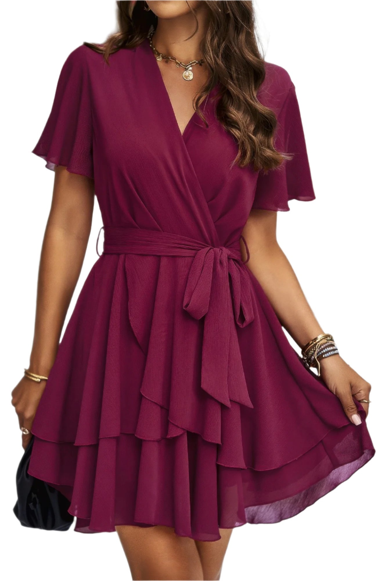 Breeze Belle Ruffle Hem Chiffon Dress