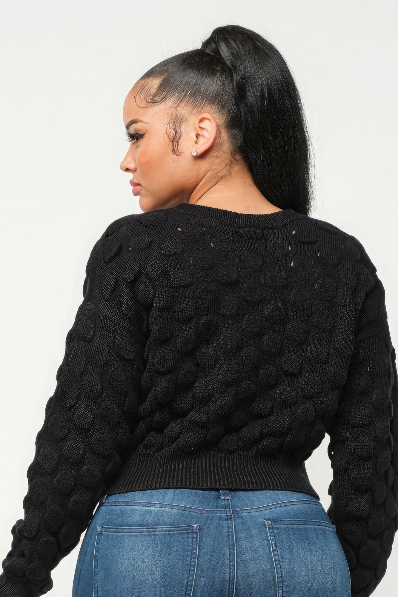 Avocado Grid Sweater Top
